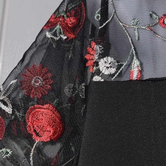 Womans Shirt With Sheer Floral Top - Picture 6 of 10